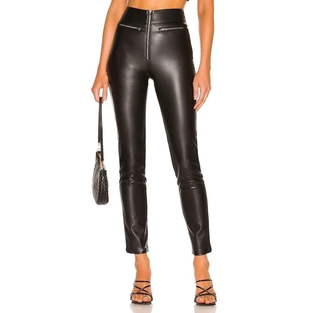 NWT Revolve Superdown Adonia Faux Leather Pants Zipper Fly Womens Black Size S - Picture 2 of 8